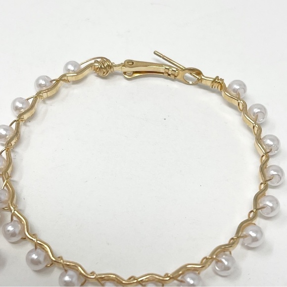 Hoop Pearl Earrings Freshwater Baroque Pearl Vintage Style - Picture 6 of 10